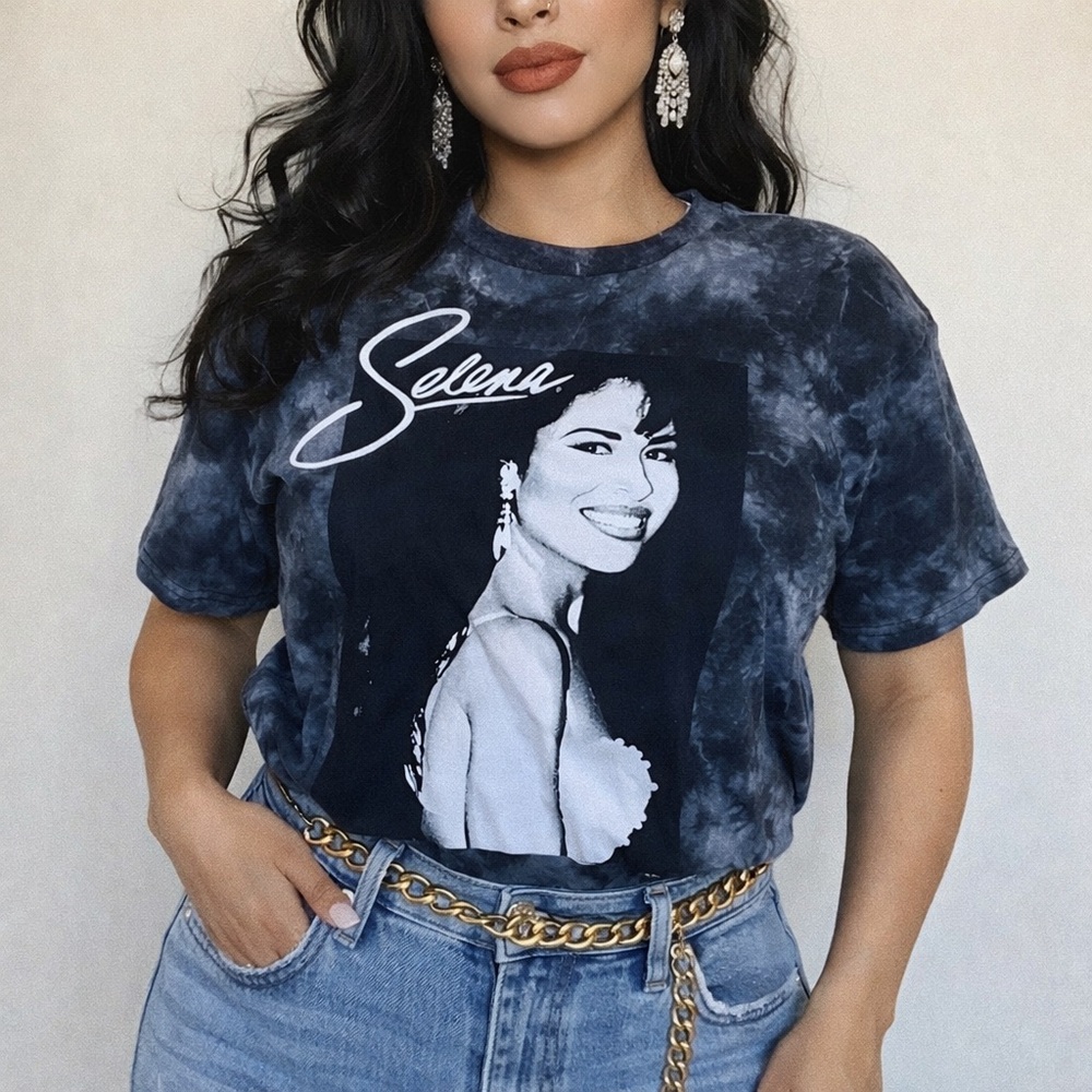 Selena Quintanilla Graphic Tee Black Tie Dye Medium